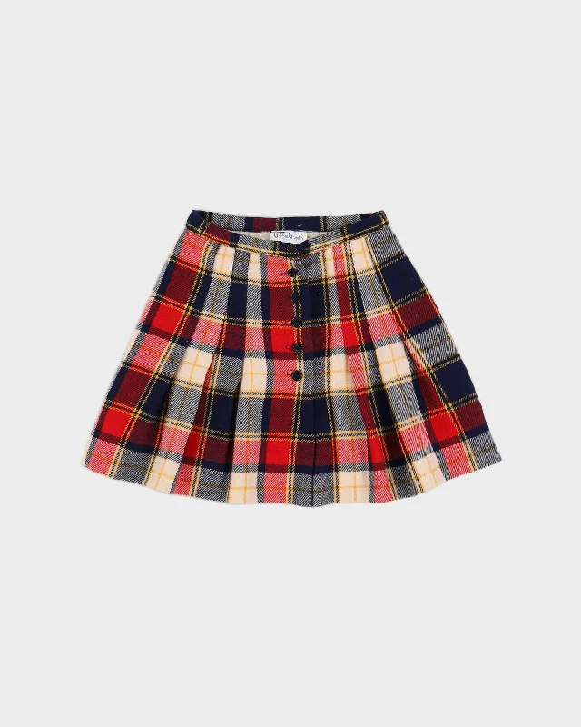 Vintage 1960s Blue Checked Mini Skirt - XXS chiffon skirt airy