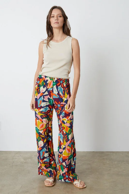 BETHANY PRINTED LINEN PANT Chic Slim Fit Pants