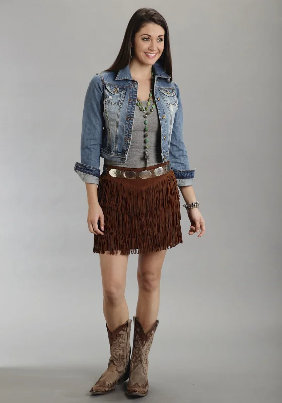 Women's Stetson Flirty Suede Skirt w/ Fringe high slit skirt