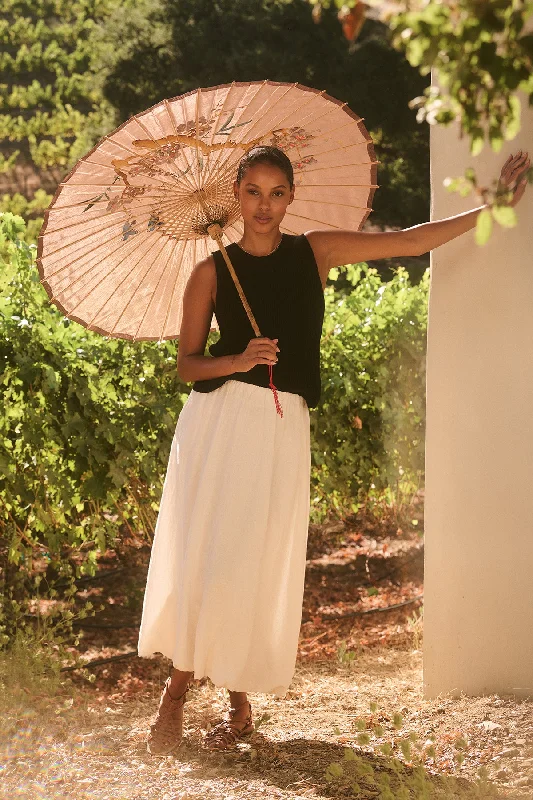RACHELLE LINEN SKIRT zip skirt side