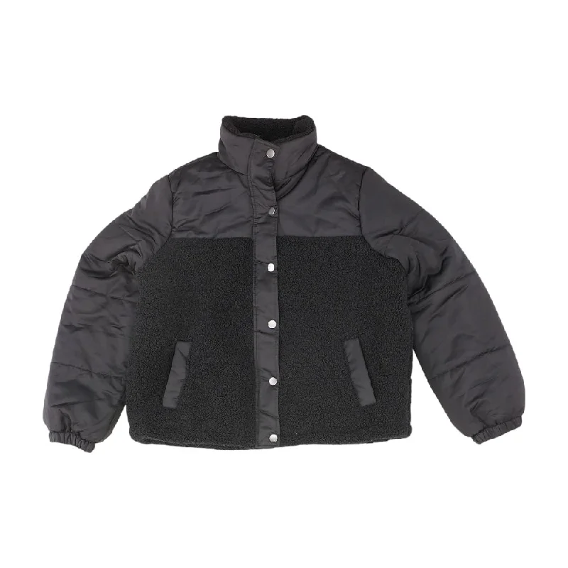 Black Color Block Lightweight Jacket Mesh Jacket Canvas Jacket Denim Jacket