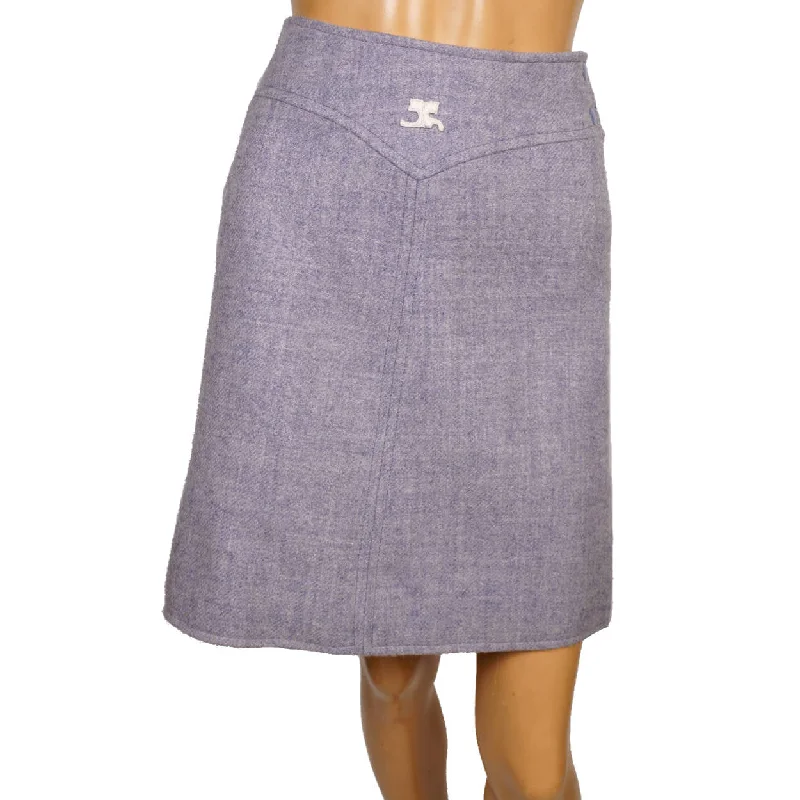 Vintage 1970s Courreges Paris Lavender Blue Wool Mini Skirt - Couture Future athletic skirt fit