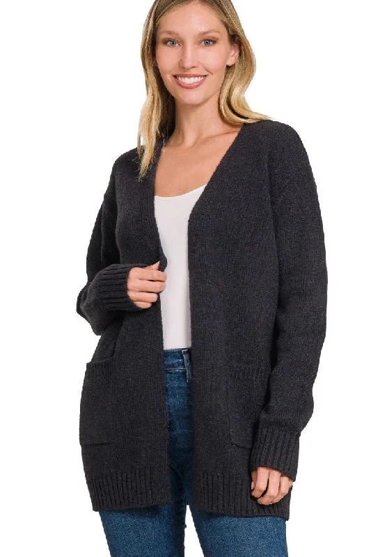 Colorado Trip Open Front Cardigan Solid Color Striped Floral Print