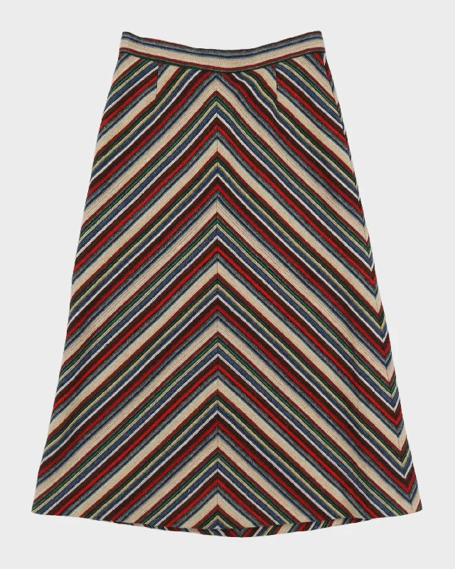 Vintage 1970s A-Line Chevron Stripe Skirt - M maxi skirt elegant