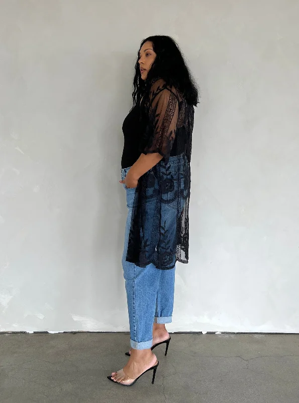 Plus Size Sheer Lace Cardigan Stylish Fashionable Trendy