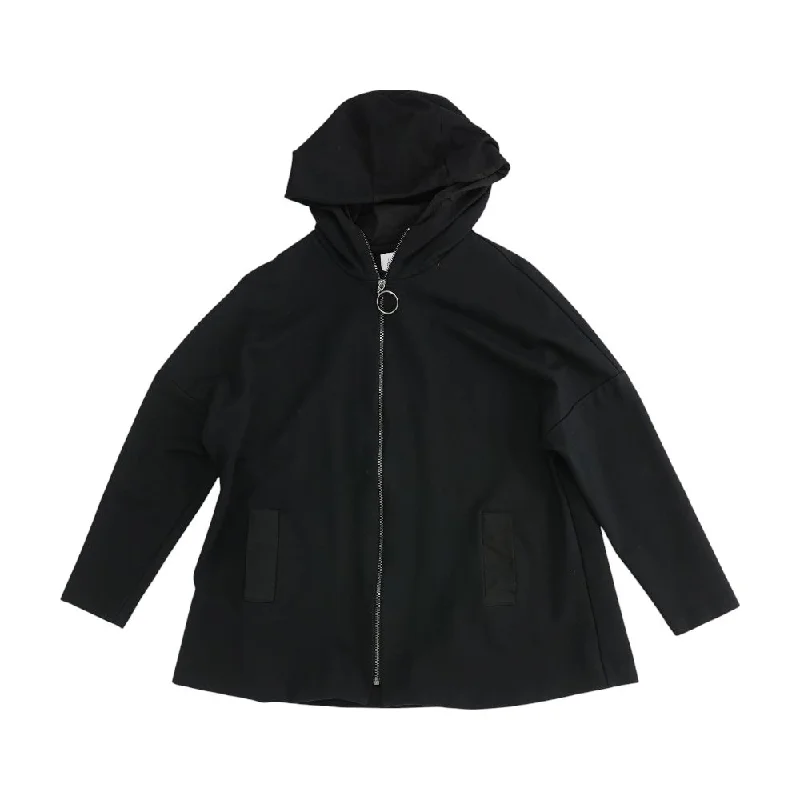 Black Solid Jacket Knit Fabric Woven Fabric Fleece Fabric