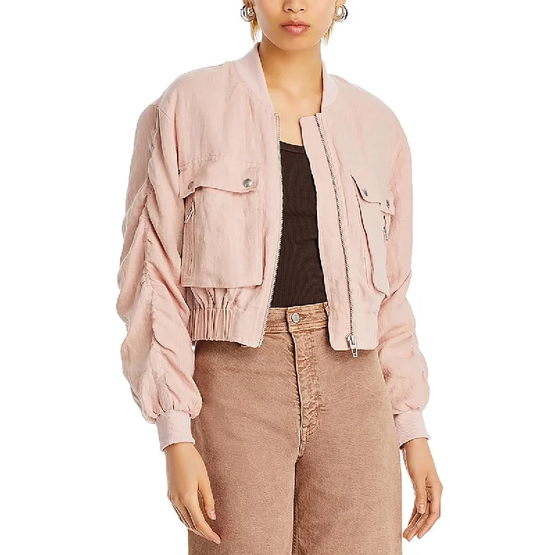 [BLANKNYC] Womens Crop Denim Denim Jacket Bomber Jacket Anorak Windbreaker
