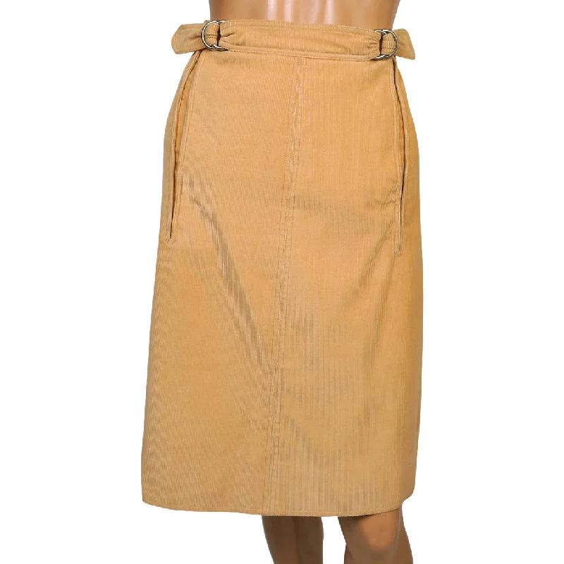 Vintage 1970s Courreges Paris Corduroy Skirt Sand Coloured Cotton Size 00 Small leather skirt sleek