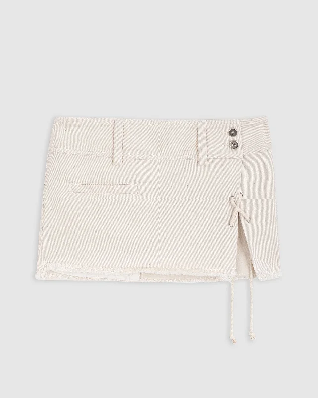 MILOS DENIM MINI SKIRT IN OFF-WHITE floral skirt print