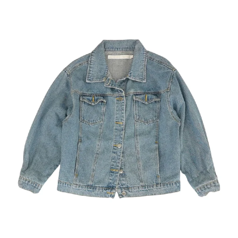Blue Solid Denim Jacket Faux Fur Jacket Real Fur Jacket Shearling Jacket