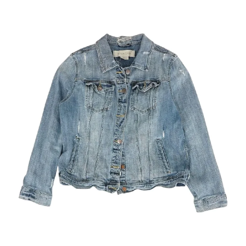 Blue Solid Denim Jacket Trench Coat Raincoat Waterproof Jacket