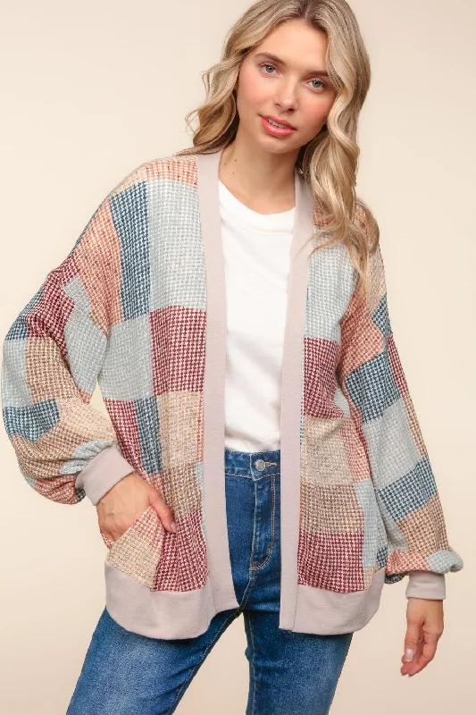Bohemian Bliss Patchwork Oversized Cardigan Spandex Rayon Corduroy