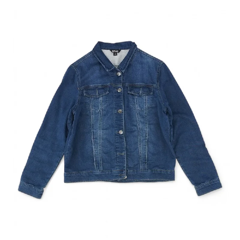 Blue Solid Denim Jacket Satin Fabric Silk Fabric Chiffon Fabric