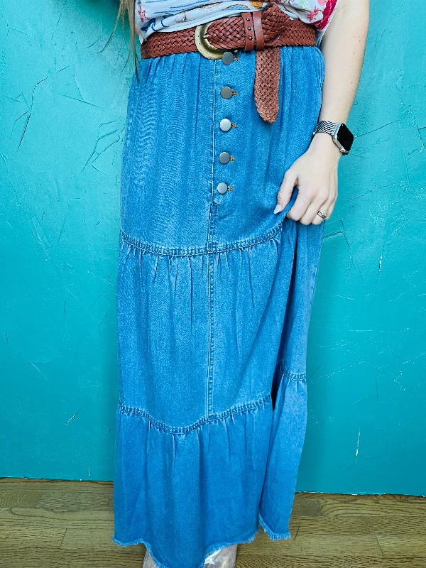 Tiered Tencel Maxi Skirt lightweight skirt design