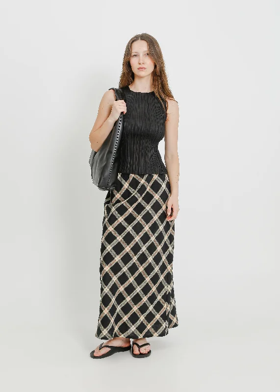 LORINE SKIRT / BLACK-MULTI corduroy skirt textured