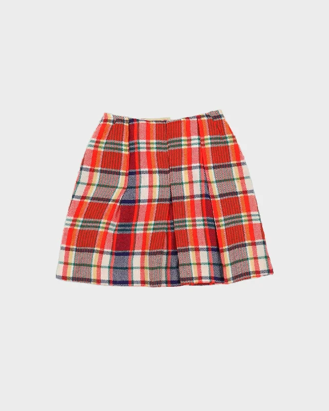 Vintage 1970s Red Checked Mini Skirt - S a-line skirt cut