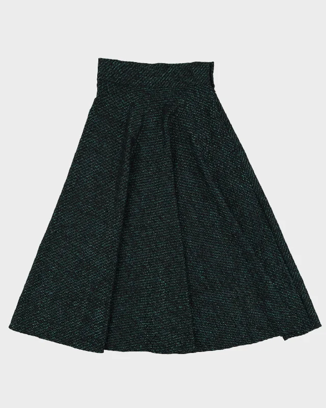 00s Metallic Green A-Line Skirt - S lace skirt delicate