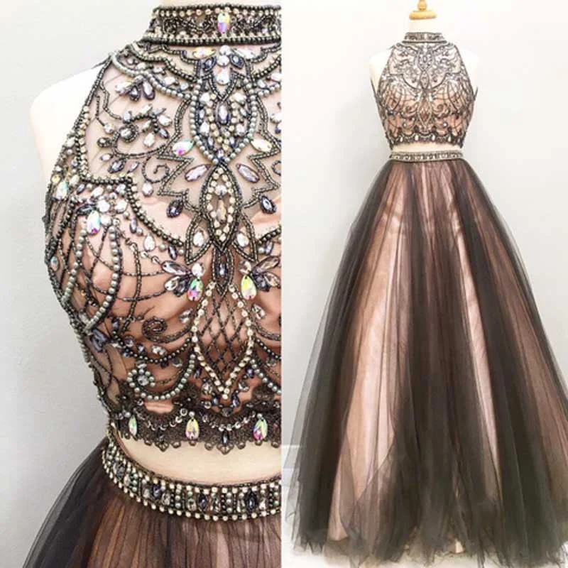 Sleeveless High Neck Long A line Prom Dresses , Two Pieces Prom Dress, Tulle Evening Prom Dress, Charming Prom Dress,Party Dresses, Evening Dresses,PD0048 Boatneck Modish Everyday Sleeveless High Neck Long A line Prom Dresses , Two Pieces Prom Dress, Tulle Evening Prom Dress, Charming Prom Dress,Party Dresses, Evening Dresses,PD0048 Boatneck Modish Everyday