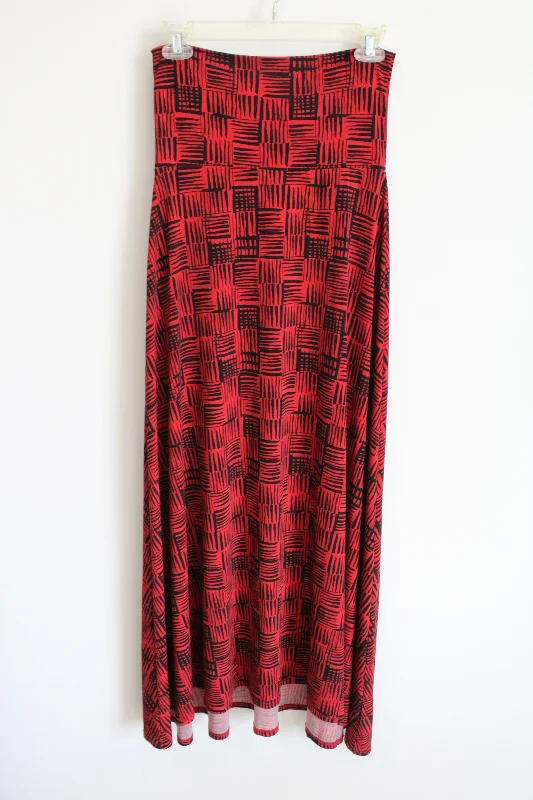 LuLaRoe Black & Red Patterned Maxi Skirt | XXS cashmere skirt fine
