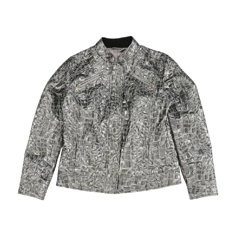 Silver Animal Print Lightweight Jacket V-Neck Jacket Boat Neck Jacket Square Neck Jacket