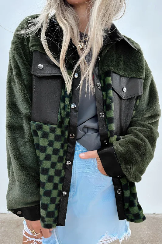 Nina Pocketed Checkered Collared Neck Snap Down Jacket Wool Jacket Cashmere Jacket Tweed Jacket Nina Pocketed Checkered Collared Neck Snap Down Jacket Wool Jacket Cashmere Jacket Tweed Jacket
