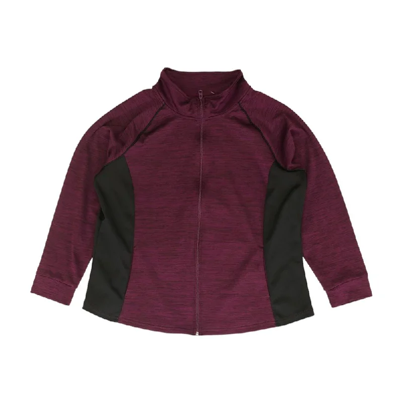 Purple Color Block Active Jacket Boat Neck Shawl Collar Notched Collar