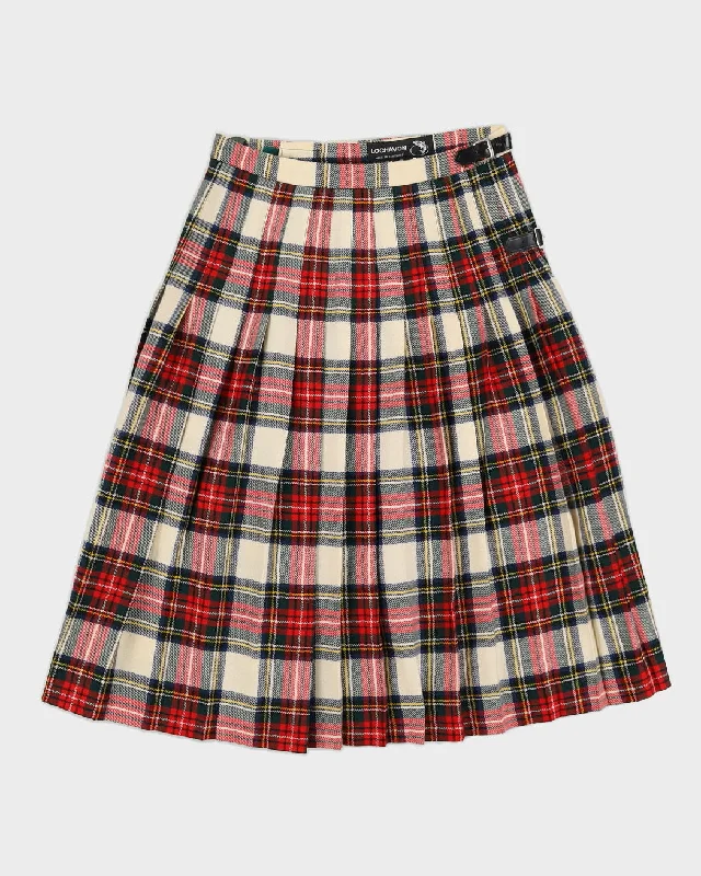 Made In Scotland Cream Kilt Skirt - S button skirt front