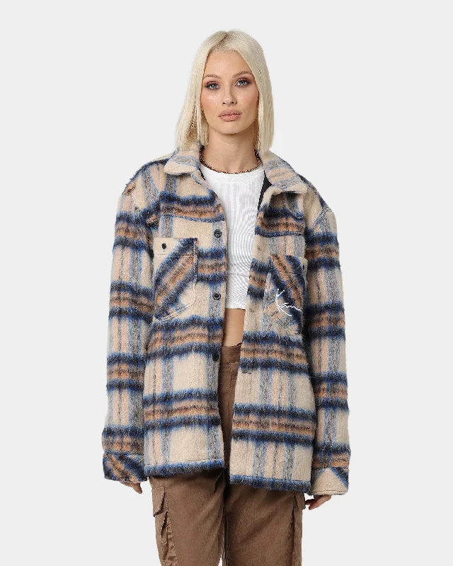 Karl Kani Chest Signature Check Wool Blend Jacket Sand Notch Collar Peter Pan Collar Cowl Neck Karl Kani Chest Signature Check Wool Blend Jacket Sand Notch Collar Peter Pan Collar Cowl Neck