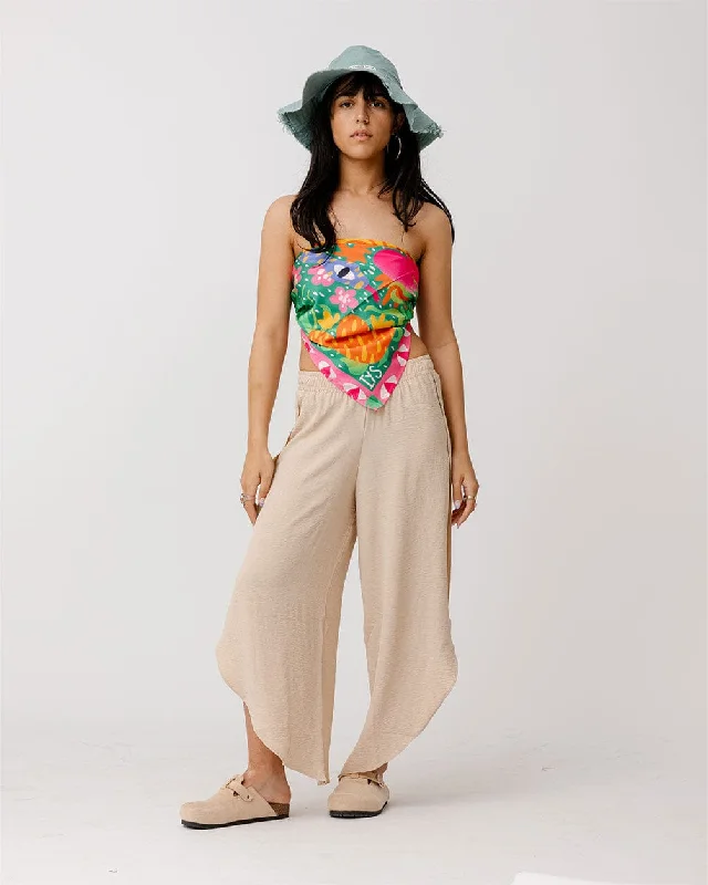 Beige Slit Pants Classic Straight-Leg Pants