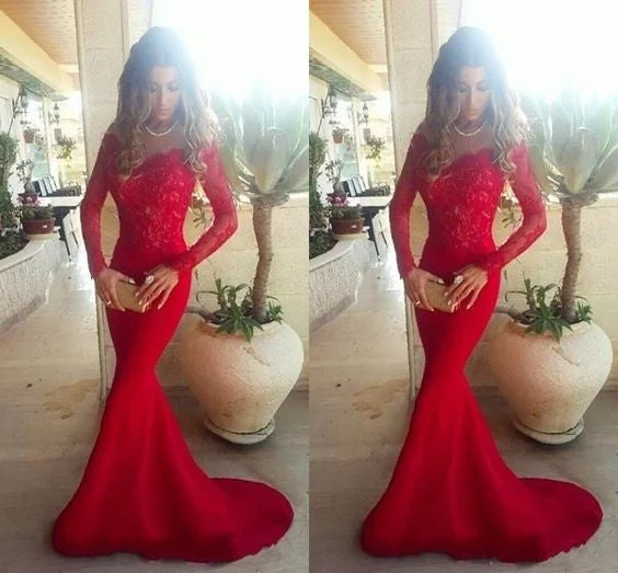 Long Sleeve Lace Mermaid Prom Dresses, Long sleeve Evening Party Dresses, Red Prom Dress, 2017 Prom Dress, Formal Prom Dress, 17008 Square Neckline Feminine Long Sleeve Lace Mermaid Prom Dresses, Long sleeve Evening Party Dresses, Red Prom Dress, 2017 Prom Dress, Formal Prom Dress, 17008 Square Neckline Feminine