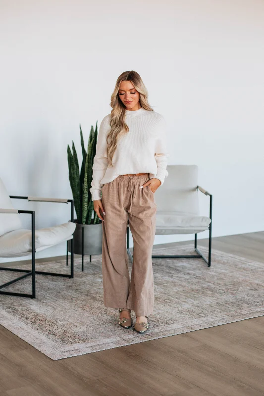 Luvan Striped Pants - Mocha Mix Casual Sweatpants Style