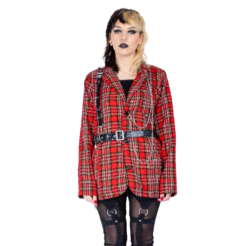 DEVINA JACKET - RED TARTAN Faux Fur Jacket Real Fur Jacket Shearling Jacket