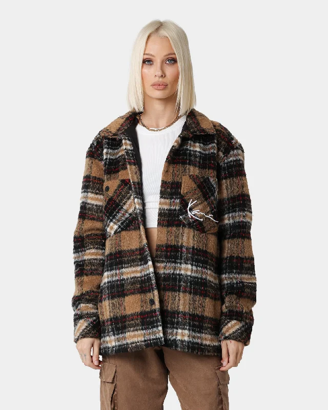 Karl Kani Chest Signature Wool Blend Jacket Sand Front Pockets Side Pockets Patch Pockets Karl Kani Chest Signature Wool Blend Jacket Sand Front Pockets Side Pockets Patch Pockets