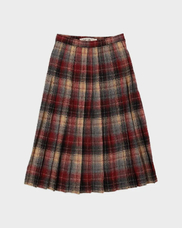 Vintage 1980s Burgundy Plaid Skirt - XS boho skirt vibe