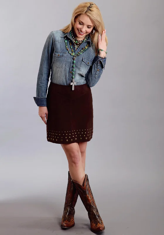 Women's Stetson Suede Western Skirt patchwork skirt art