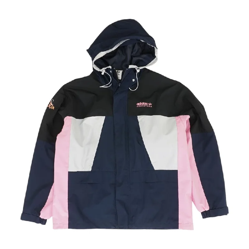 Black Color Block Rain Jacket Cardigan Sweater Pullover