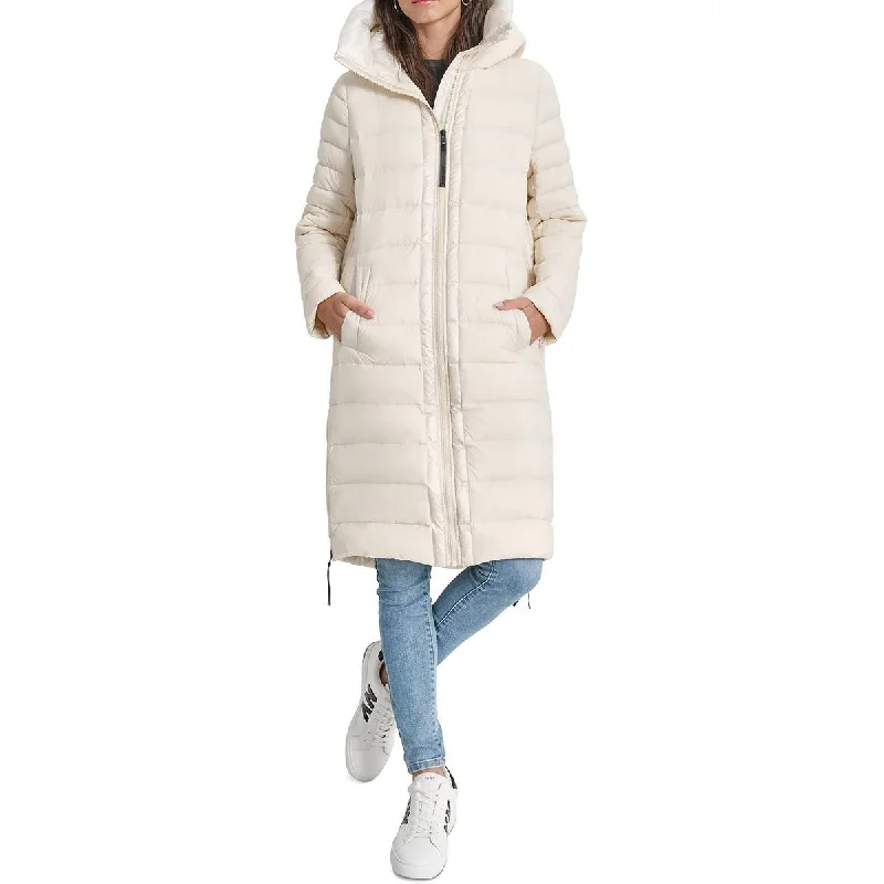 DKNY Jeans Womens Insulated Nylon Puffer Jacket Faux Fur Fabric Real Fur Fabric Shearling Fabric DKNY Jeans Womens Insulated Nylon Puffer Jacket Faux Fur Fabric Real Fur Fabric Shearling Fabric
