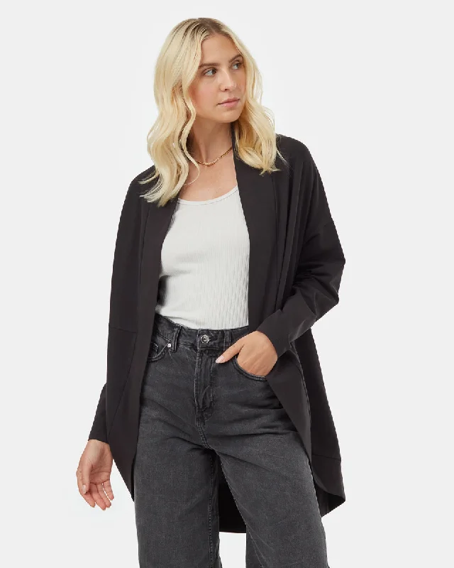 French Terry Cocoon Cardigan Notch Collar Peter Pan Collar Cowl Neck