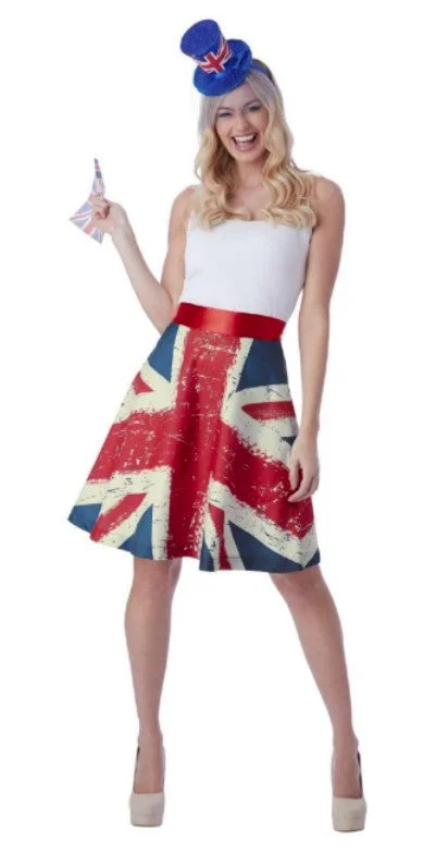 Ladies Vintage Union Jack Queens Jubilee Skirt Costume cotton skirt soft